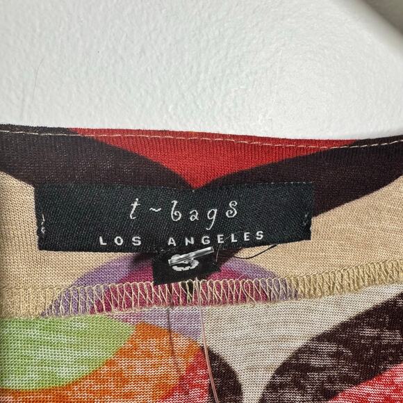 T-Bags Dress Women S Cream Brown Orange 70s Retro Geometric Mini Psychedelic - Picture 7 of 8